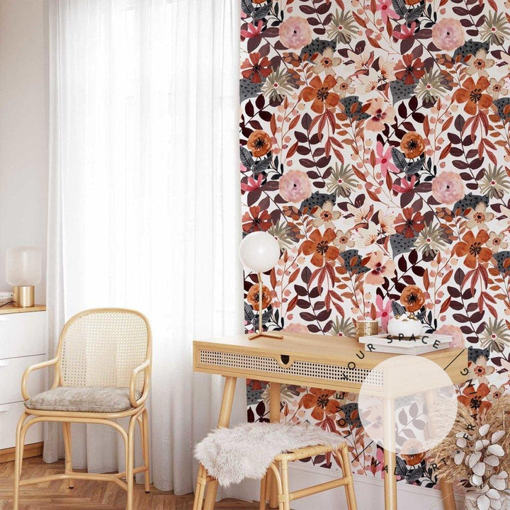 Autumn Flowers Designer Wallpaper - Love Your Space