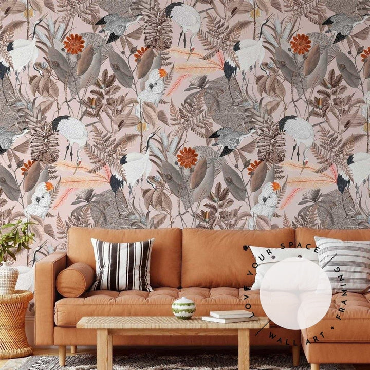 Beautiful Birds (light) Designer Wallpaper - Love Your Space