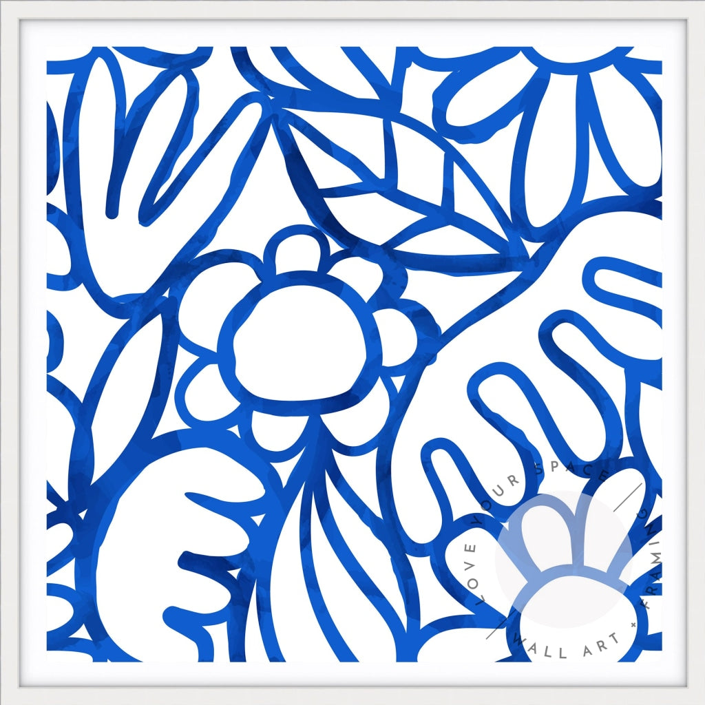 Blue Watercolour Flowers - SQUARE