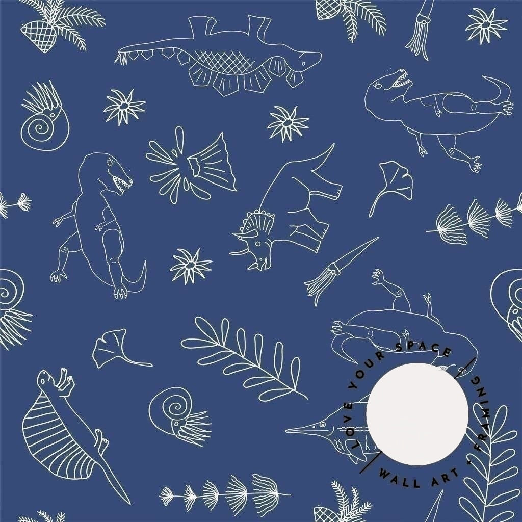 Dinosaur (Navy) Designer Wallpaper - Love Your Space