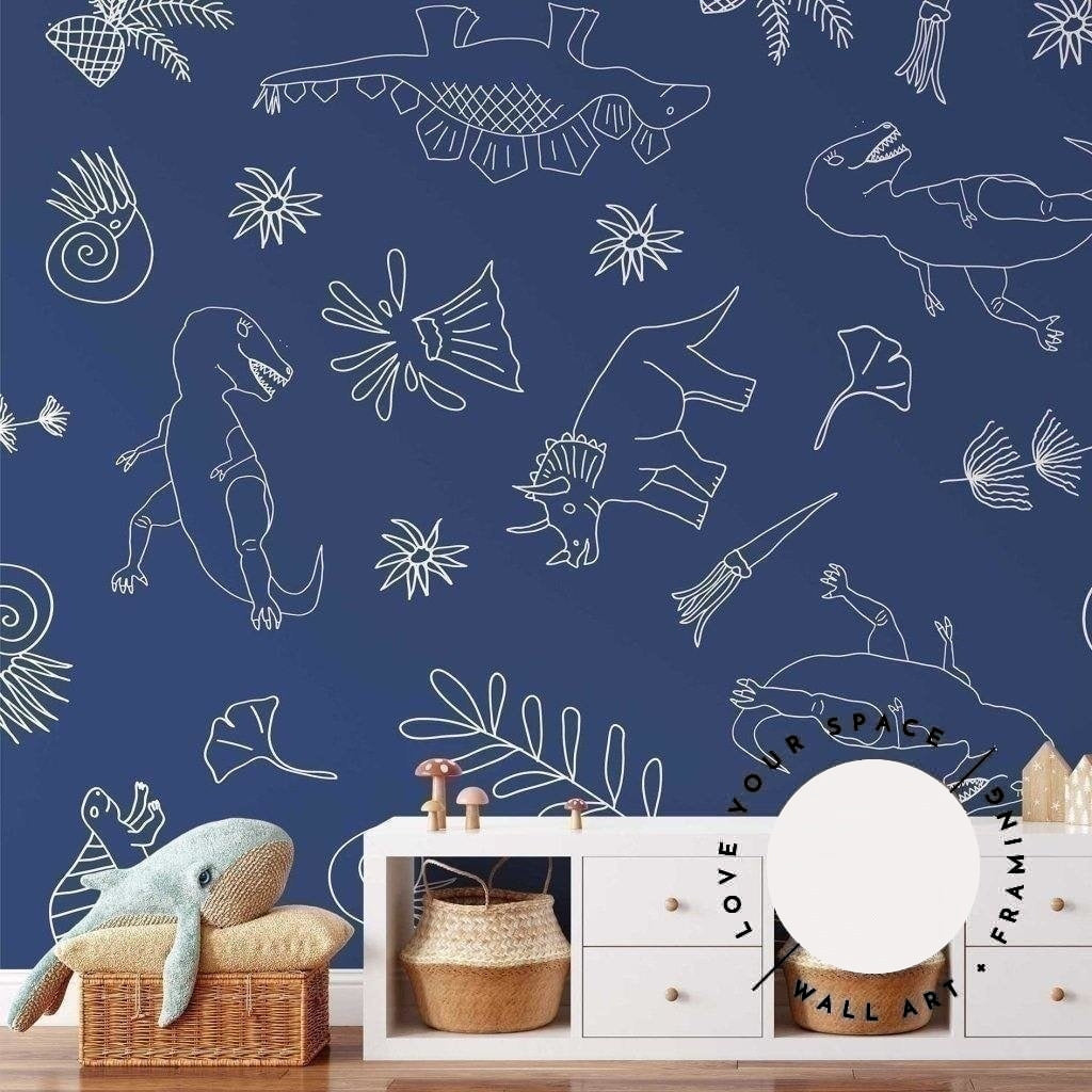 Dinosaur (Navy) Designer Wallpaper - Love Your Space