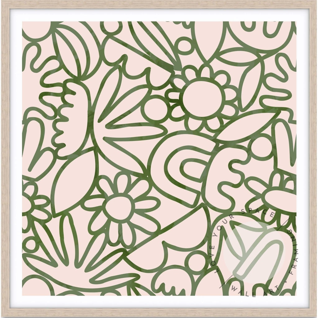 Green Watercolour Flowers - SQUARE