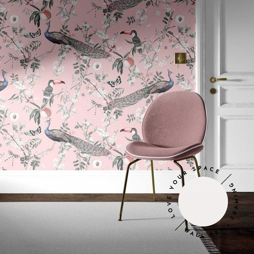 Lyrebird in Pink Designer Wallpaper - Love Your Space