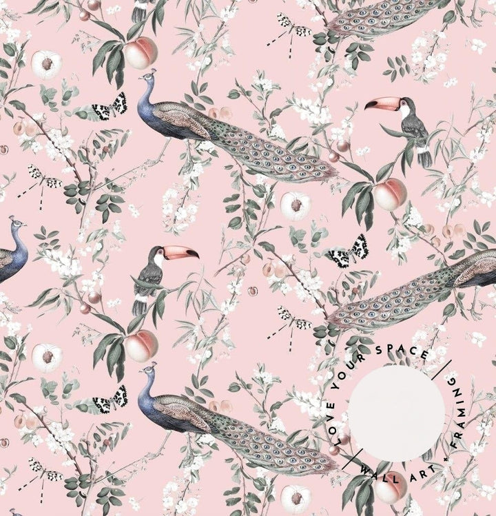 Lyrebird in Pink Designer Wallpaper - Love Your Space
