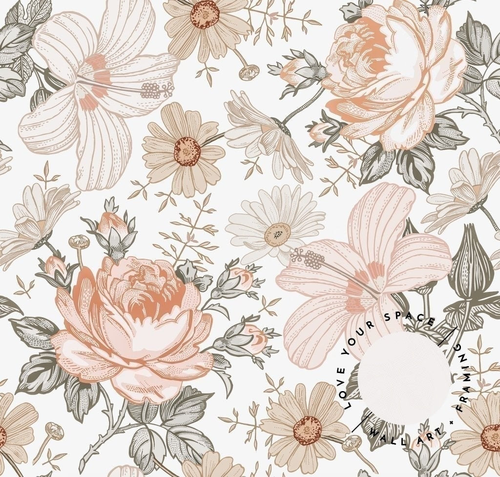Peach Blooms Designer - Wallpaper - Love Your Space