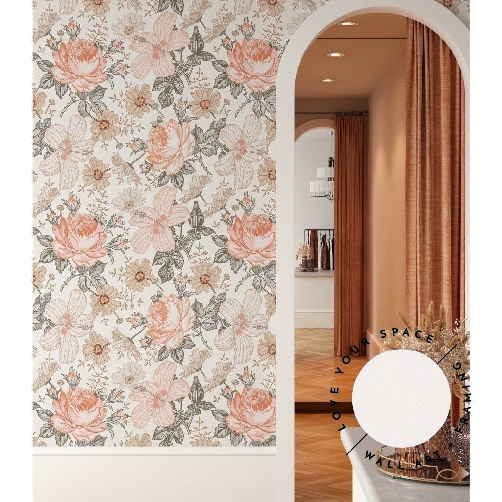 Peach Blooms Designer - Wallpaper - Love Your Space
