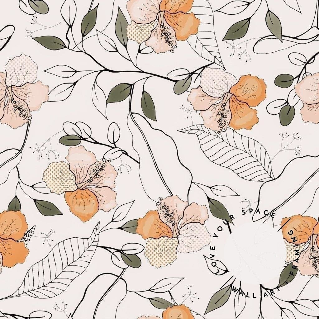 Peach Flowers Designer Wallpaper - Love Your Space