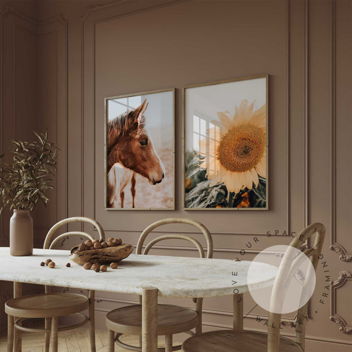 Set of 2 - Brown Mare & Sunflowers