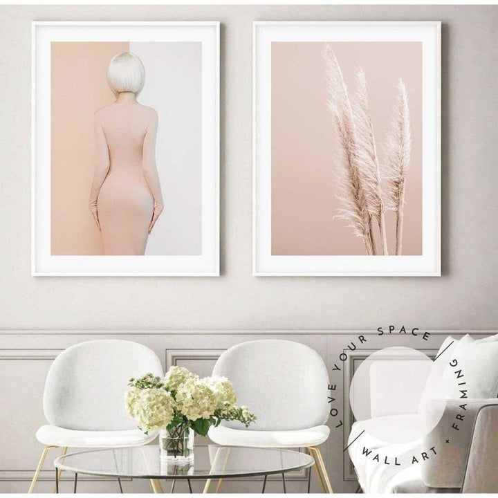 Set of 2 - Peach Curves & Pampas on Peach - Love Your Space