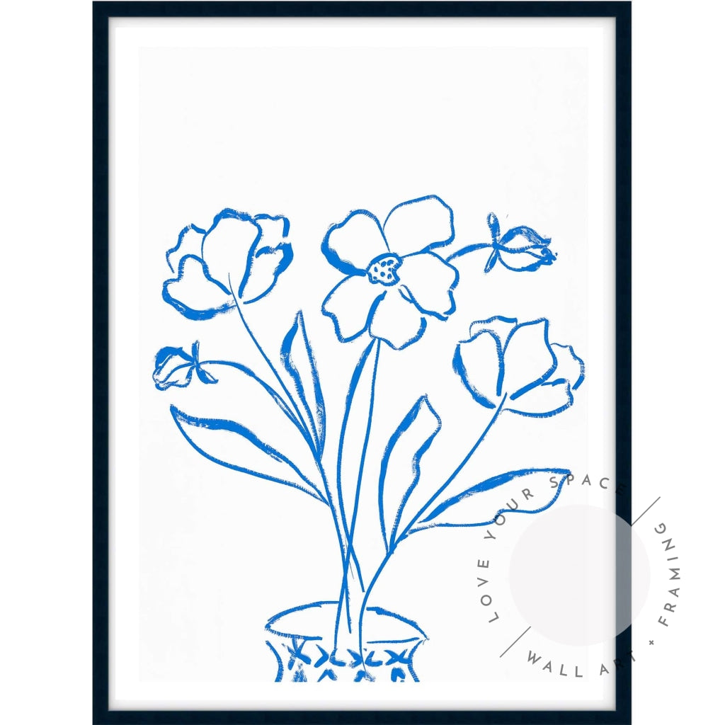 Blue Floral Sketch