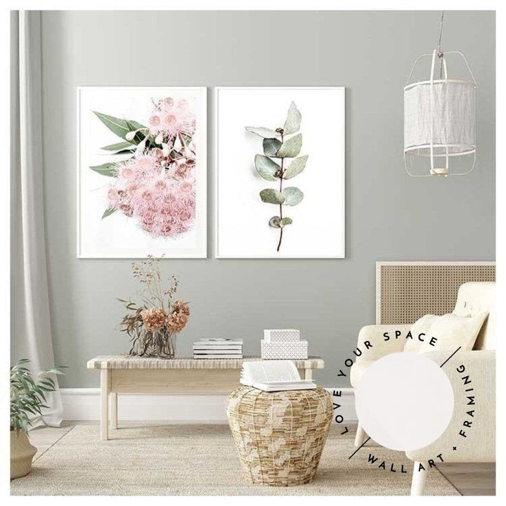 Set of 2 - Icy Pink Eucalyptus no.1 & Eucalyptus Leaves no. 2 - Love Your Space