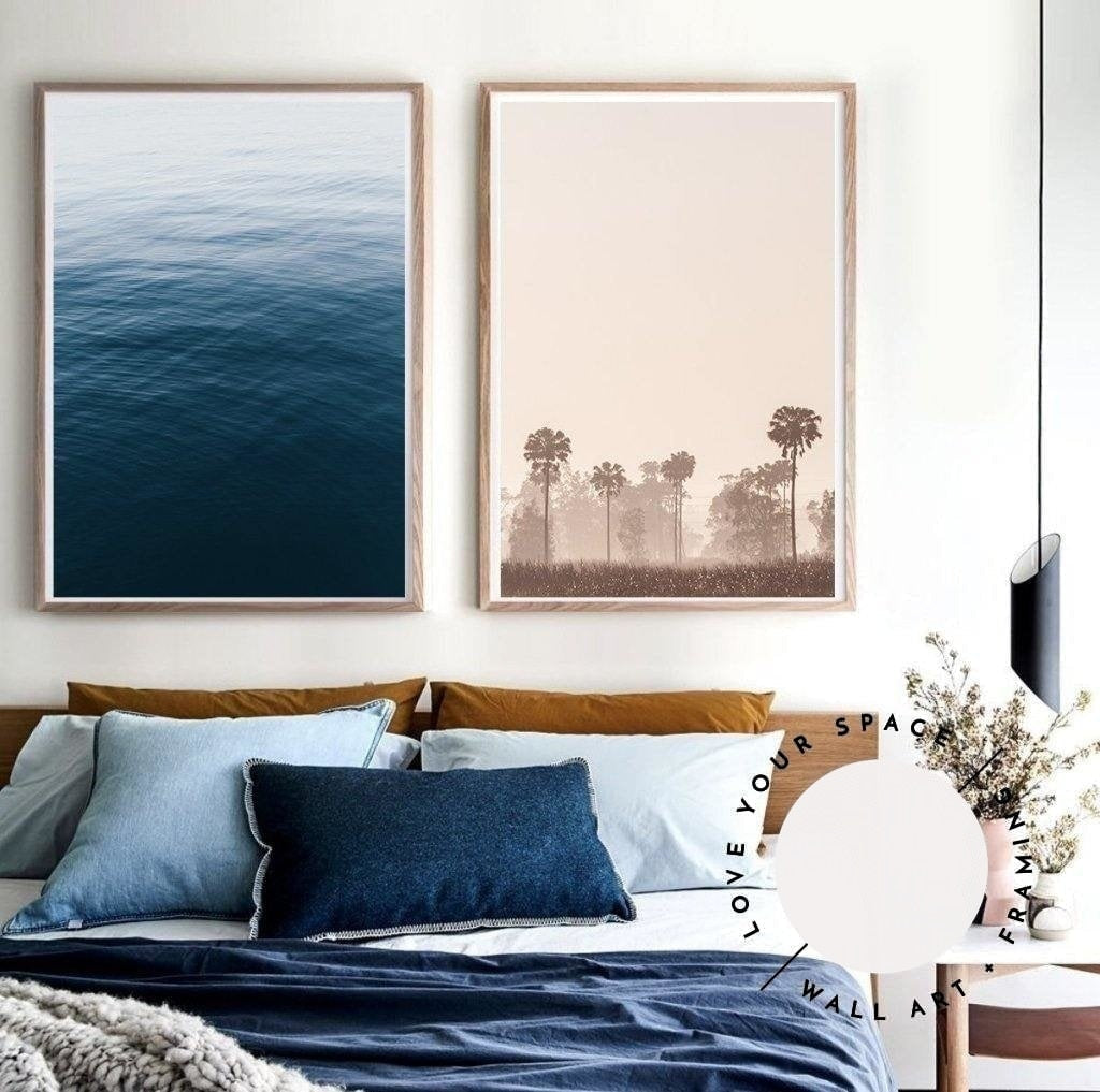 Set of 2 - Sea Textures no.1 & Sunrise Palms no.1 - Love Your Space